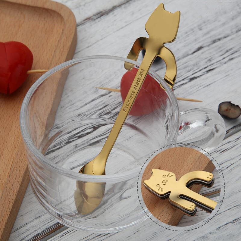 CUCHARITAS DE ACERO INOXIDABLE CON FORMA DE GATO
