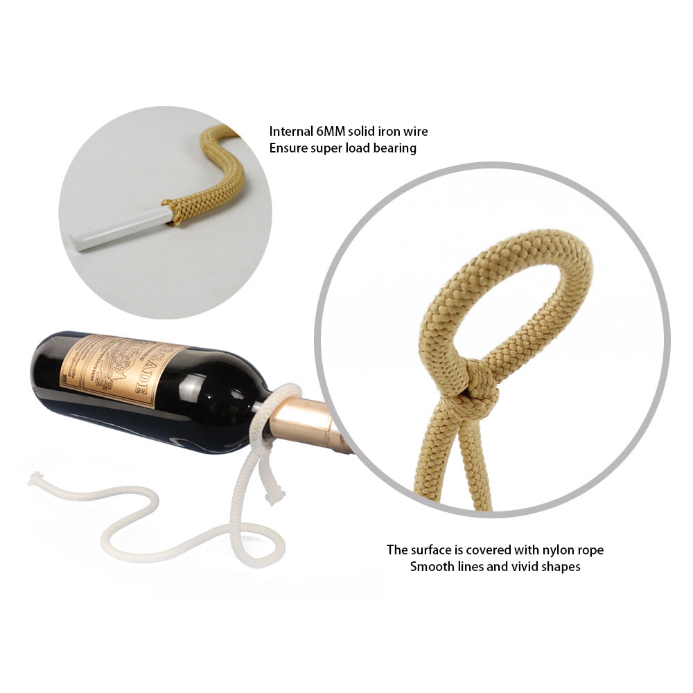 Botella de vino con cuerda suspendida